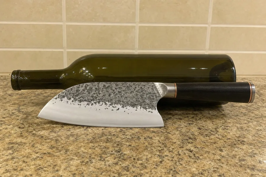 Customer photo: laid beside a wine bottle for scale
